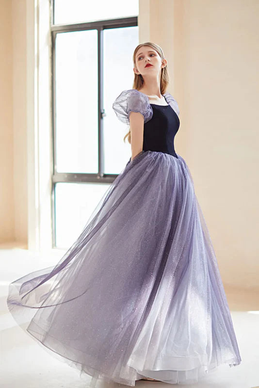 Wholesale A Line Purple Sparkly Princess Long Prom Dress